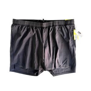 ALL IN MOTION, XXL, DOUBLE LAYER BLACK ATHLETIC SHORTS